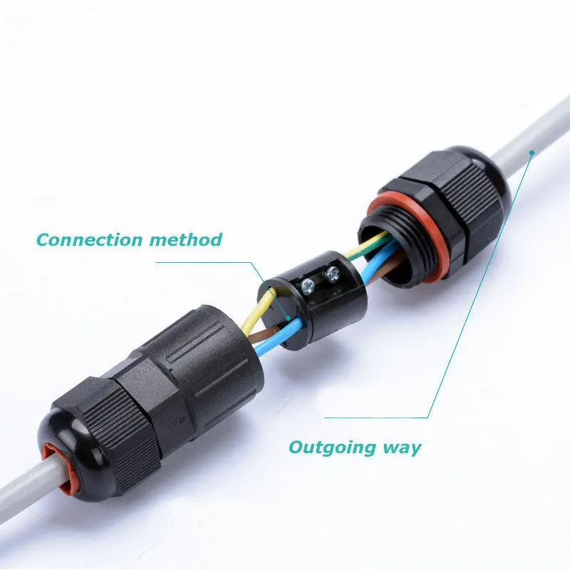 

1X 3 Pin Waterproof Junction Box Connector Electric Cable Inline Wire Plug IP68