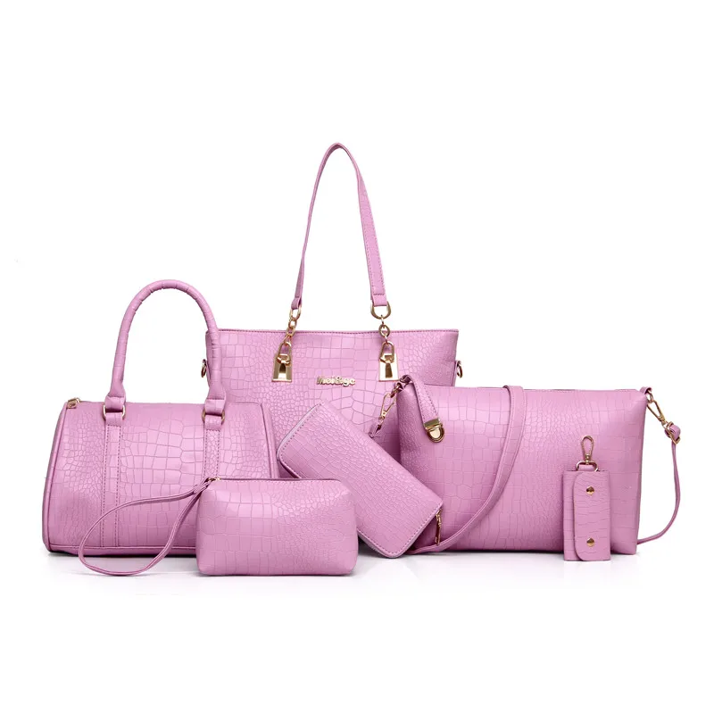 Women Bag 6pcs Sets Fashion font b Handbag b font Set Luxury PU Leather Ladies Shoulder