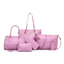 Women Bag 6pcs Sets Fashion font b Handbag b font Set Luxury PU Leather Ladies Shoulder