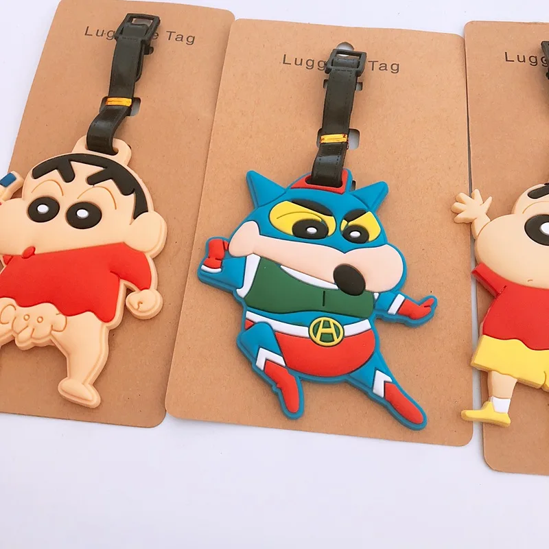 

Crayon Shin-chan Luggage Tag PVC Pendants Portable Travel Label Suitcase ID Address Holder tags anime new-hot Unisex
