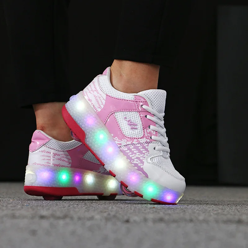 

EUR 28-43 Style Roller Shoes Led with Children Junior Roller Skate Shoes Kids Sneakers With Two heelies sport shoes for boys