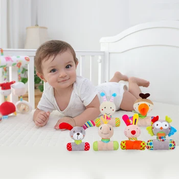 

Baby Rattle Toys Pacify Doll Plush Baby Rattles Toy Animal Hand Bells tapping grip Exercise Toy Newbron Baby Educational Toys