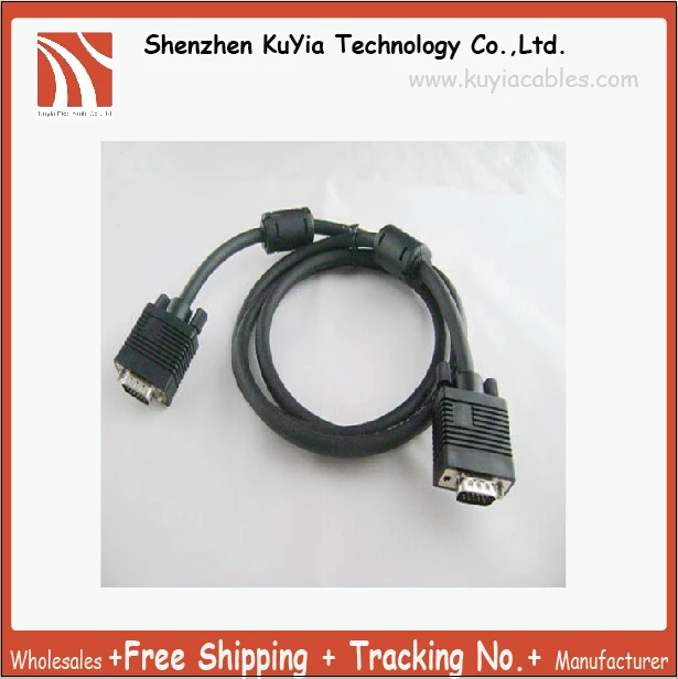 

KUYiA Free Shipping Tracking Number High quality 1.5M 5FT VGA SVGA Monitor Male to Male Extension Cable NEW white