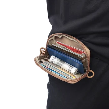 

Waterproof EDC Pouch Portable Tactical Key Change Purse Wallet Travel Kit Coin Purse With Card Slots Pack Zippers Waist Bag