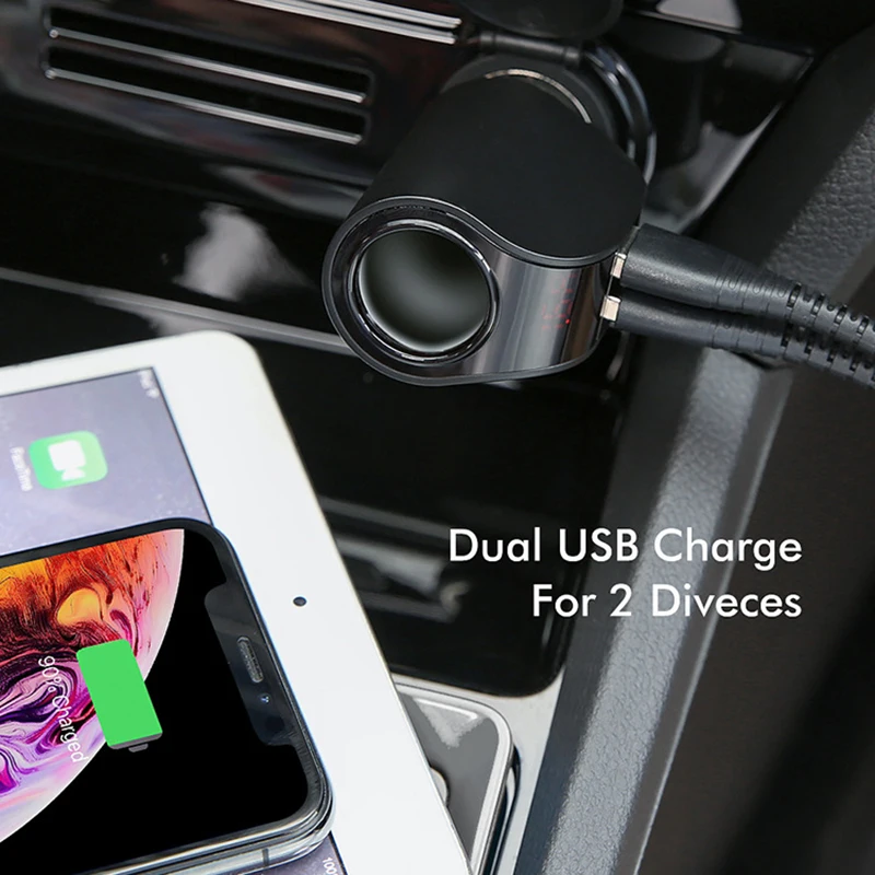 Новая одежда для маленькой девочки 2, Порты и разъёмы Dual USB 3.1A розетка для автомобильного прикуривателя ЖК-дисплей Цифровой вольтметр Зарядное устройство с двумя портами USB цифровой Дисплей зарядки для Xiaomi