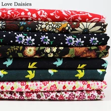 Хлопок пасторальный красный бежевый розовый коричневый фуксия зеленый маленький цветок тонкий вельвет мягкая ткань для DIY Одежда Платье рубашка ремесло