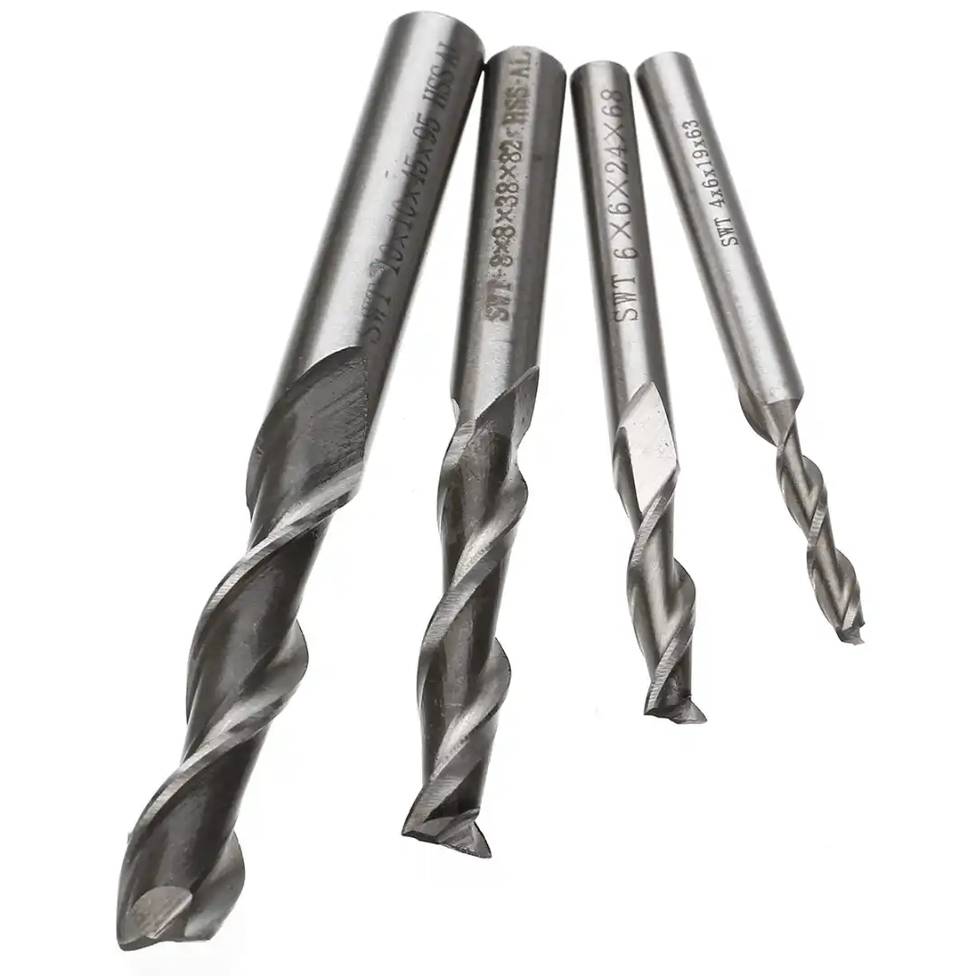 60mm 5Pcs 4 Flute 2mm Extra Long HSS End Mill Cutter CNC Bit 2*6*10*60mm New