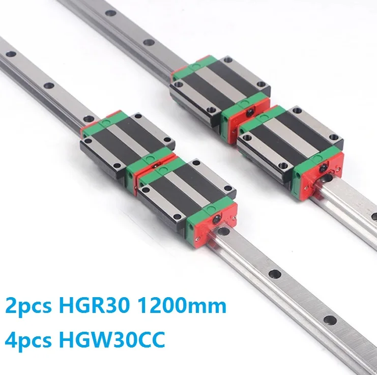 Сделано в Китае, 2 шт. линейной направляющей HGR30-L 1200 мм+ 4 шт. HGH30CA или HGW30CC Линейный ползун коляска фрезерный станок с ЧПУ - Цвет: HGW30CC