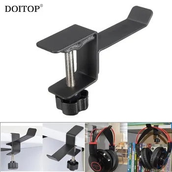 DOITOP Metal Headphone Headset Stand Holder Computer Desk Bookshelf Mount Hanger Hook Earphones Shelf Rack Headphone Stand Clip