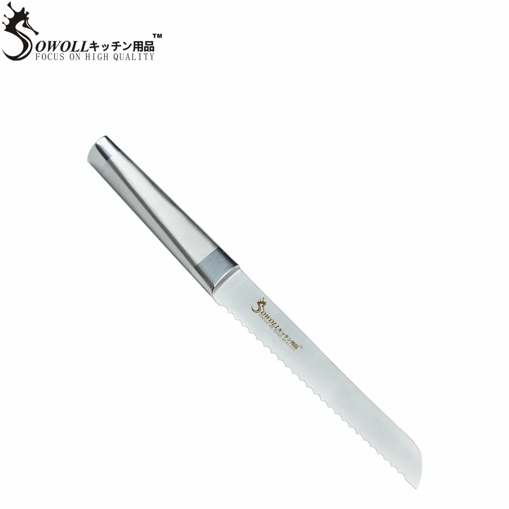 Eco Friendly Stainless Steel Kitchen Knife New 8 Inch Serrated Bread Knife Good Grade Sowoll