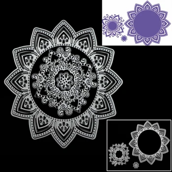 

JX-LCLYL 1pc 106*106mm New Mandala Flower Metal Cutting Dies Stencil For DIY Scrapbooking Embossing