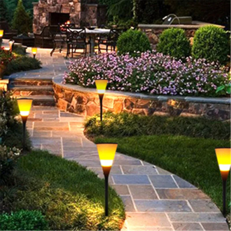 

96 leds LED Solar Panel Flame Flashing Lawn Lights Waterproof Outdoor Landscape Garden Street Lamp Super Bright Decoration