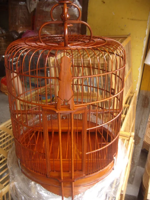 33cm bamboo bird cage handmade paint birdcage with stainless steel cage