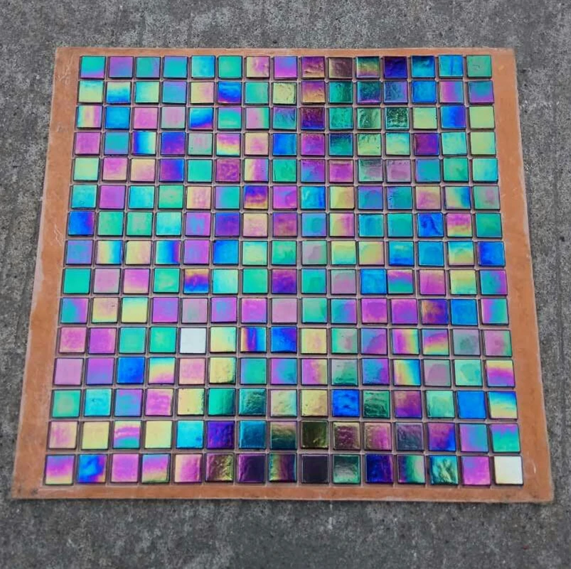 Iridescent Symphony Black Gold electroplate Glass mosaic ...