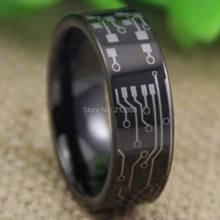 Precio barato Envío Gratis EE.UU. REINO UNIDO CANADÁ RUSIA Venta Caliente Diseño de PLACA de CIRCUITO de 8 MM Tubo Negro Señor de Los Hombres del Tungsteno de la Boda anillo