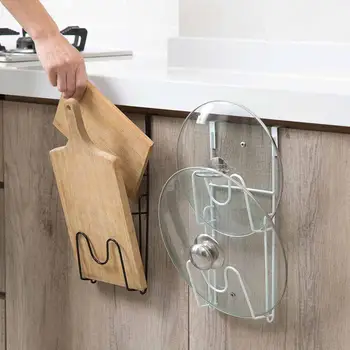 

Kitchen Organizer Iron Cupboard Hanging Shelf Kitchen Storage Shelf Rack Cutting Board Holder Pan Cover Organizer Pot Lid Holder