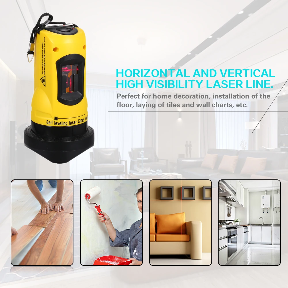 

Household 2 Lines Cross Laser Level Device 360 Rotary Cross Line Leveling Alarm Outdoor Receiver Vertical & Horizontal