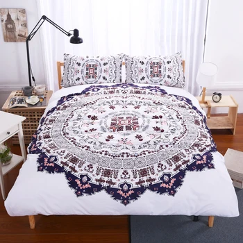 

Classical Chinese Style Round Geometric Pattern Bedding Set Breathable Polyester Fiber Material Duvet Cover Pillowcase 3 Pcs Set