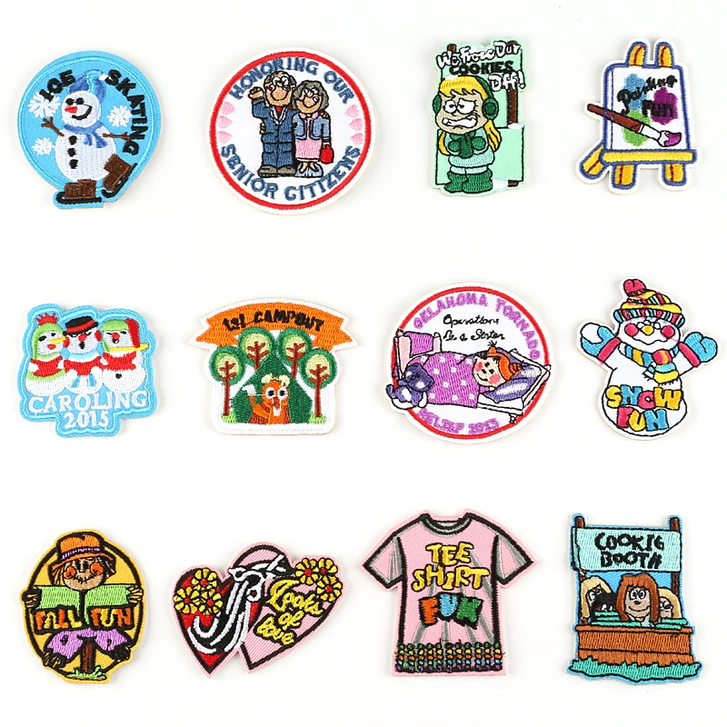 

DOUBLEHEE1 12 Different Winter Stick On Patch Embroidered Patches No Iron On Sew For Shoes Bags Phone Embroidery Do Not Wash