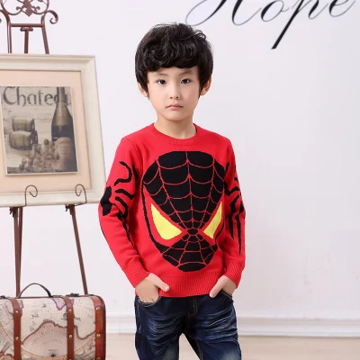 Классический пуловер с изображением Человека-паука свитер для мальчиков хлопковый кардиган одежда для Хэллоуина Одежда Герой Baby лучшие детские универсальные 2 цвета 90-155 см - Цвет: Red