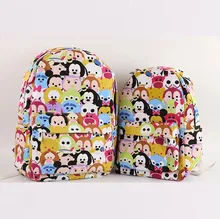 tsum Mickey Minnie Double canvas bag schoolbag Children girl boy Casual 20150727