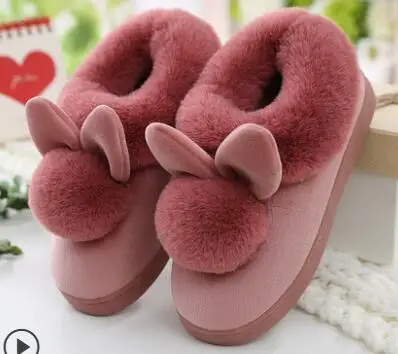 Женская обувь; розовые Тапочки; женские и мужские хлопковые тапочки; зимние домашние тапочки с милым кроликом для беременных женщин; Лидер продаж - Цвет: Rubber Red 8