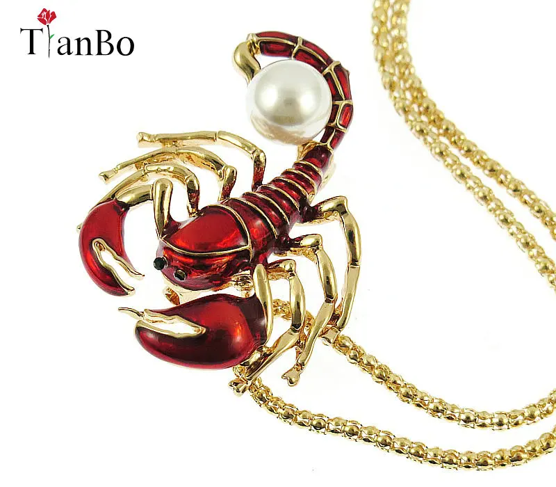 

TianBo hot sale brand paragraph Exaggerated personality retro chain necklace fashion CZ Scorpion Pendant Sweaters necklace women