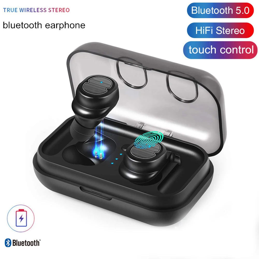 

Teamyo Wireless Bluetooth Earphone Mini Headset Touch Control Bluetooth 5.0 Stereo In-Ear Earbuds for Iphone 7 Xiaomi Phone