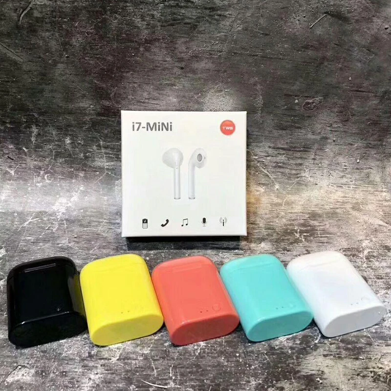 50 шт./лот наушники вкладыши Универсальные цветные i7 mini TWS Bluetooth беспроводные для