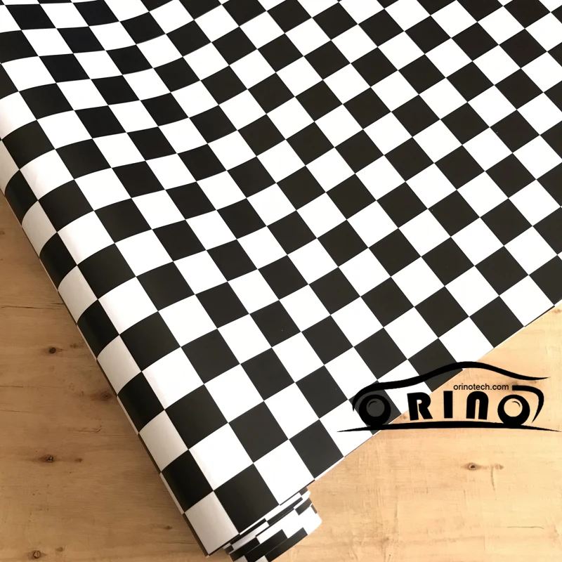

ORINO adhesive black white race checkered flag sticker vinyl wrap car bike motorbike body wrapping decal with air bubble free