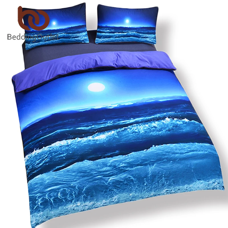 BeddingOutlet القمر و المحيط حاف مجموعة غطاء السرير انتشار بارد 3D طباعة سرير لينة الأزرق طقم سرير 3 قطعة التوأم كامل الملكة الملك BeddingOutlet القمر و المحيط حاف مجموعة غطاء السرير انتشار بارد 3D طباعة سرير لينة الأزرق طقم سرير 3 قطعة التوأم كامل الملكة الملك