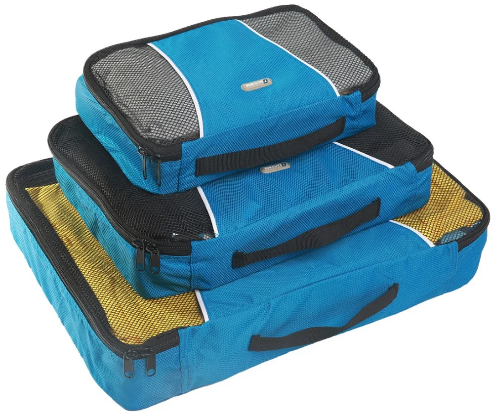 Real Nylon Travel Packing Cubes set of 3pcs Mesh Travel Packing