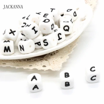 

100PCS 12MM Letter Silicone Beads Alphabet Bead For Personalized Name Teething Necklace BPA Free Silicone Teether Beads