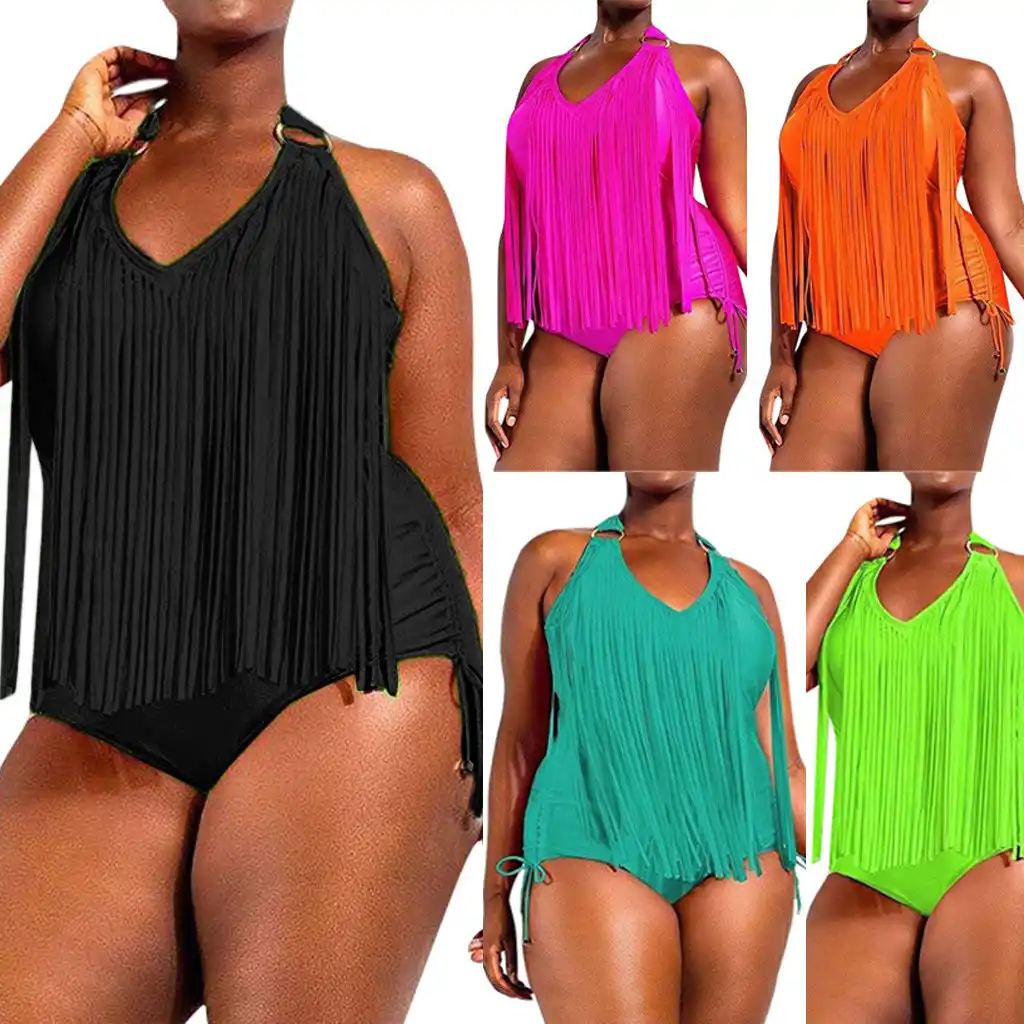 plus size tassel swimsuit