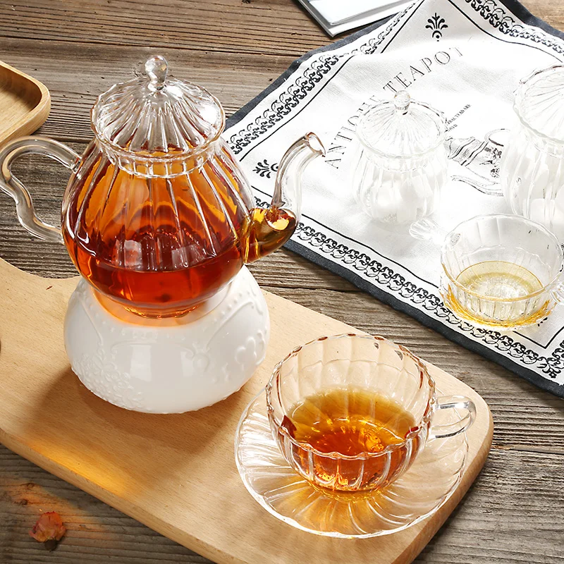 

Creative retro heat-resistant glass juice cup striped coffee cup transparent glass coffee cup teapot can be heated