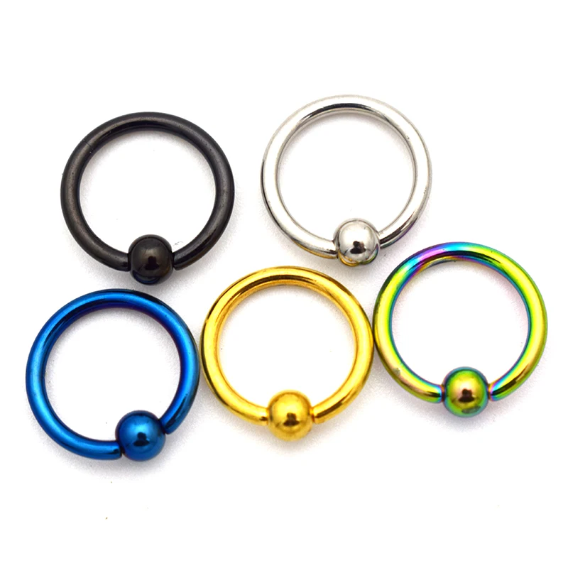 5pcs 16G Gauge 8MM Diameter Ball Ring Nose Piercing Septum Circular