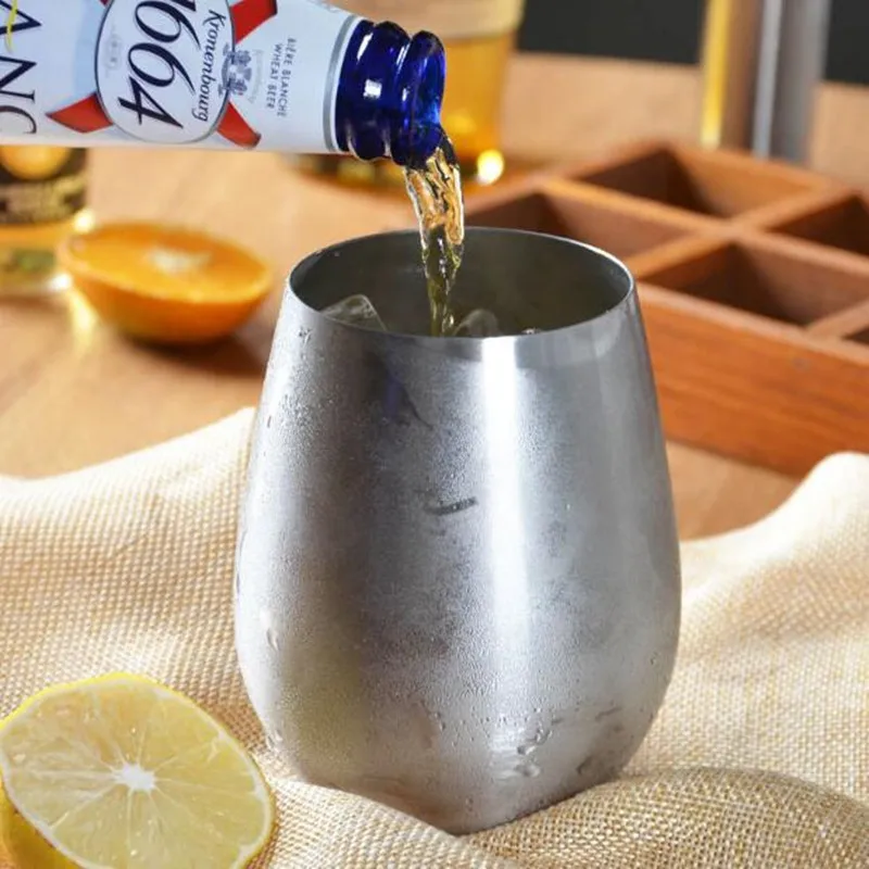 

Stainless Steel Egg Cup Large Beer Cup Creative Waist Wine Glass Whiskey Bar Cocktail Glass Cup