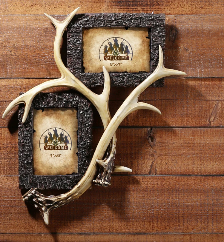 

American country style antler resin photo frame