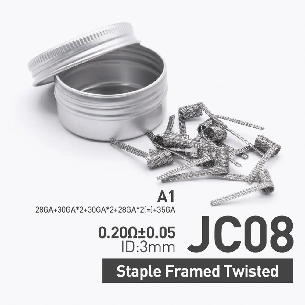 Volcanee 10 шт. Alien Clapton катушка плоская витая Плавленая Clapton Quad Tiger нагревательный провод Vape сопротивление предварительно изготовленная катушка - Цвет: Staple FramedTwisted