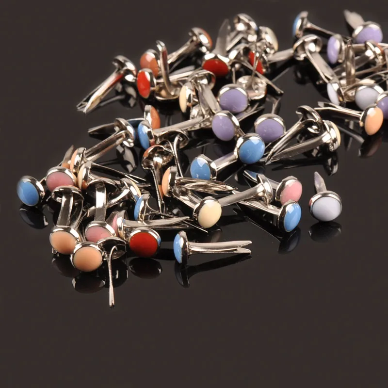Metal Brads Crafts Enamel Drip Round DIY Brads Scrapbooking Accessories For Shoes Fastener Decoration 6.5x14mm C1516 50Pcs metal brads scrapbooking decoration