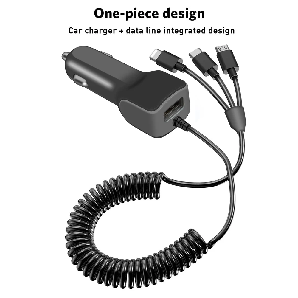 For Type-c charger car for android fast quick charge with cable for iphone USB Car Phone Charger For Samsung Xiaomi Redmi Note 7 quick charge 2.0