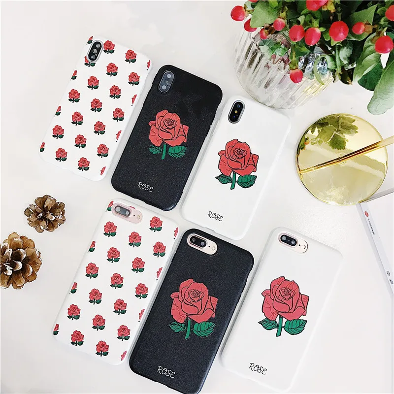 Fashion Italy Brand Soft Case for iPhone 8 Coque Funda XS MAX X XR 6 6S 7 Plus Relief Rose Love Couple Luxury Cover |