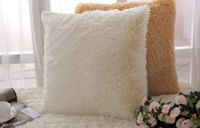 Solid Super Softer Plush Home Decor Cushion Cover Faux Fur Pillow Beauteous Faux Sheepskin Pillow Cover Solid Super Softer Plush Home Decor Cushion Cover Faux Fur Pillow Beauteous Faux Sheepskin Pillow Cover