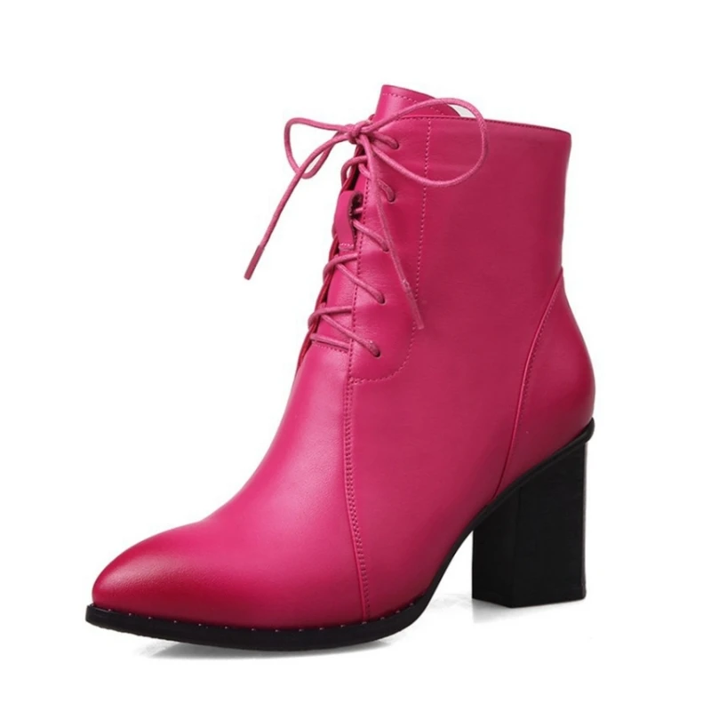 

Genuine Leather Red Black Mid Calf Boots Hot Sale Cow Leather Boots Shoes Woman Fashion Trendy Style Woman Shoes DR-A0015