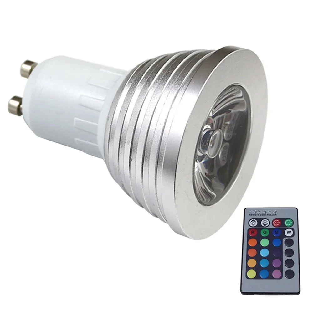 1pcsLowest price RGB lamp led E27 E14 GU10 GU5.3 85-265V RGB LED Bulb RGB Spotlight with24Keys IR Remote Controller 5W LED Lamp led spotlights indoor