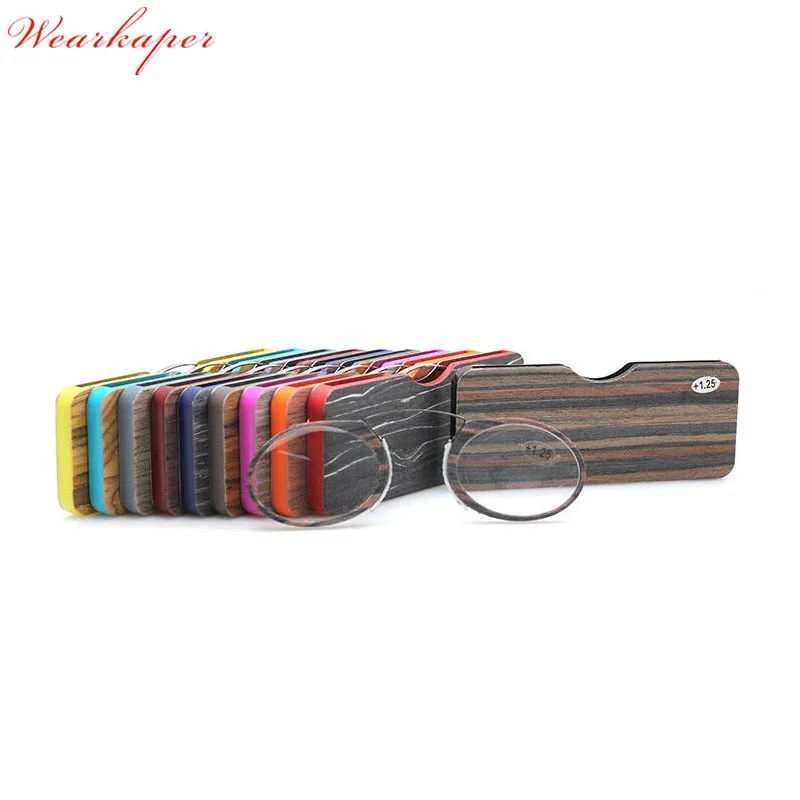 

WEARKAPER Titanium Wallet SOS Mini folding Nose No Arm Reading Glasses Oculos De Grau Gafas de Lectura Adjustable Small Glasses