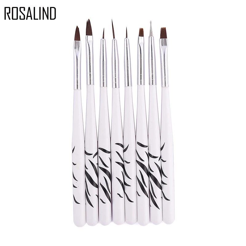 ROSALIND, 8 шт./лот, кисти для дизайна ногтей, рисунок, гель для украшения, лак, ручка, кисти, инструменты для УФ-ногтей, гель для макияжа