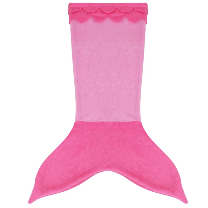 Детский костюм с трикотажной Вязанное одеяло «хвост русалки» покрывало «Русалочка», ручная вязка пледы кровать Чехол для дивана прекрасный спальный мешок 4-14 лет - Цвет: S Pink Hot Pink