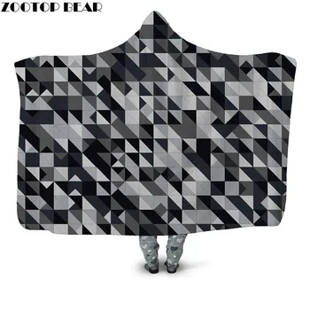 

Pattern 3D Print Hooded Blanket Casual Sofa Fleece Throw Blanket Home Office Fashion Wearable Bedspread Adult Plush Blanket