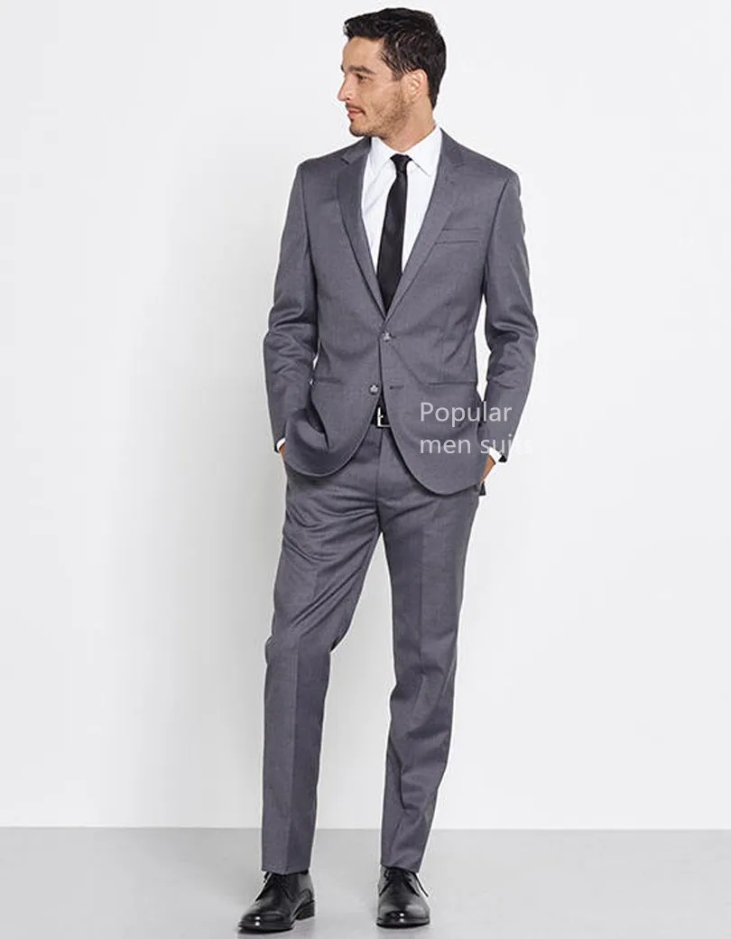 2017-Promotion-New-Fashion-Maillot-Homme-Grey-Notch-Lapel-Three-Pockets-Man-Wears-Mens-Suits-Wedding_